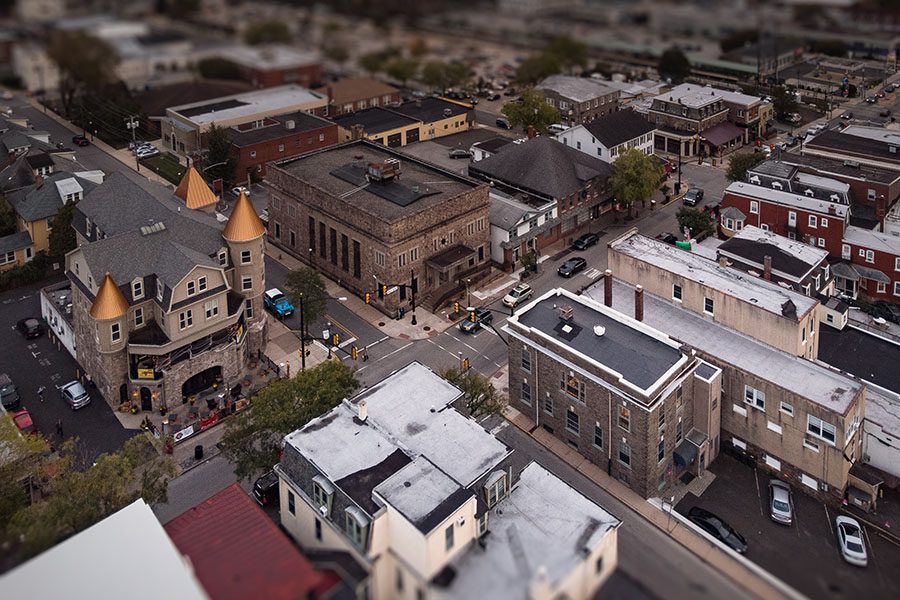 Ambler PA - Aerial View of Downtown Ambler Pennsylvania